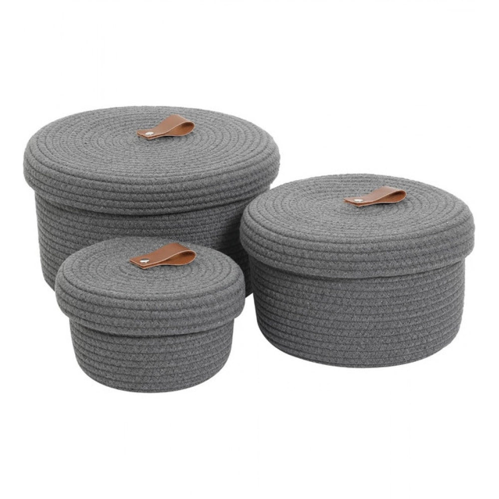 Handwoven Storage Baskets with Lid (Set of 3)