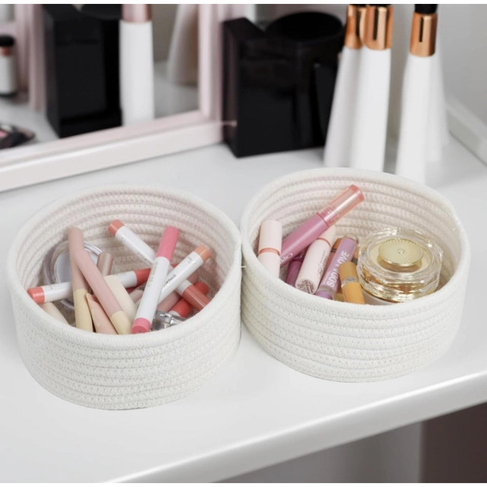 Handcrafted Round Vanity Baskets (Set of 3)